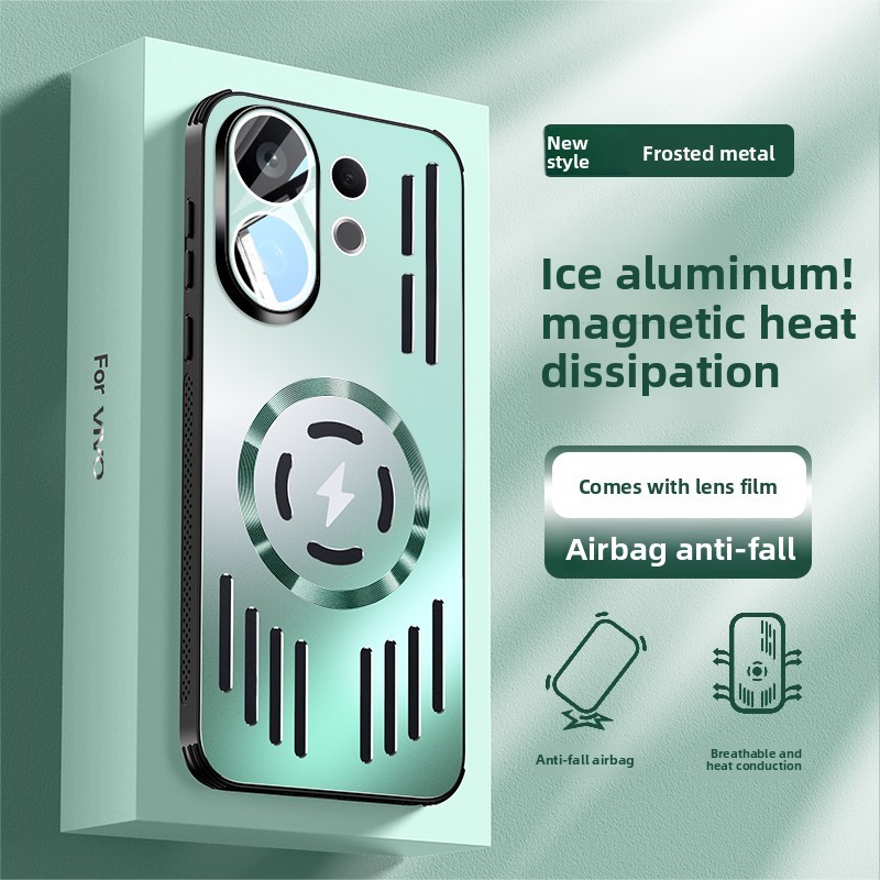 เคสสําหรับ Vivo X200 Fe X200Fe เคส Frosted โลหะฟิล์มเลนส์แม่เหล็กที่มีการกระจายความร้อนกันกระแทกเคสโ