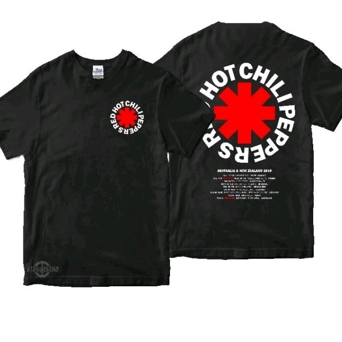 สีแดงร้อน CHILLI PEPPERS LOGO เสื้อยืดวงทัวร์ rhcp เสื้อยืดหินโลหะ