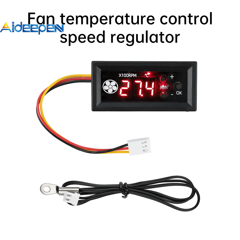 AIDEEPEN พัดลม PWM 4 สายควบคุมอุณหภูมิผู้ว่าราชการ 12V3A