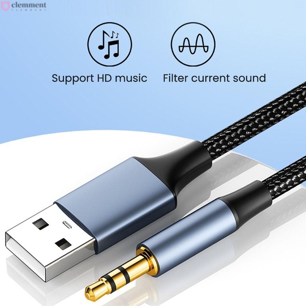 CLEMMENT USB to 3.5mm Speaker USB A to 3.5 Jack Adapter Wire Male to Male