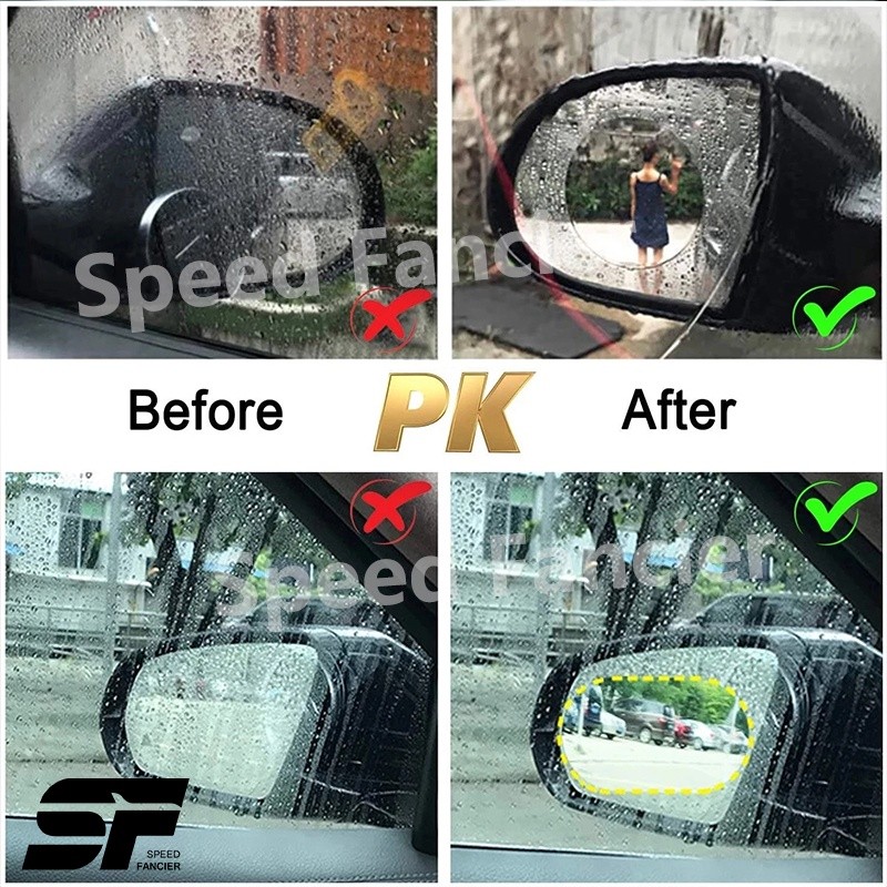 ฟิล์มกระจกมองหลังรถยนต์ ฟิล์มกันน้ำ สิต๊กเกอร์กันฝน สำหรับติดกระจกมองข้างทั้ง ฟิล์มกันฝน กันฝ้าหมอก ฟิล์มกันฝ้า 2pcs - รูปที่ 2