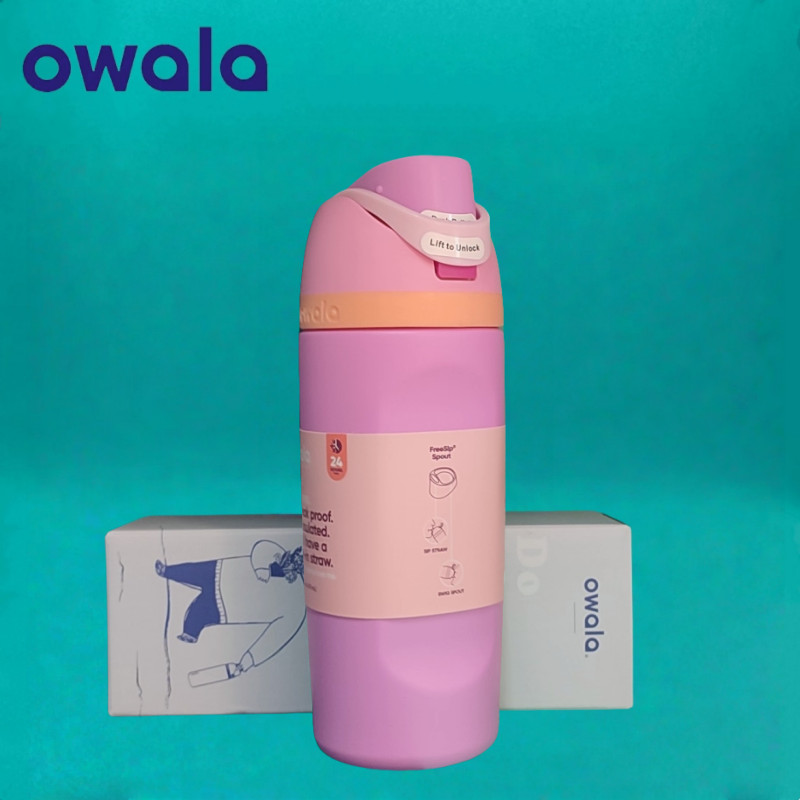 Owala FreeSip แก้วกาแฟ 16oz – ฝาพับกันรั่ว เก็บร้อน 12H ใส่ที่วางแก้ว - สีม่วงสวีทฮาร์ท