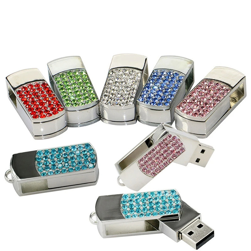 ธุรกิจ USB Pendrive คริสตัลจี้แฟลชไดรฟ์ 256G 128GB 64GB 32GB 16GB 8GB 4GB U Disk Cle USB แฟลชไดรฟ์เพ