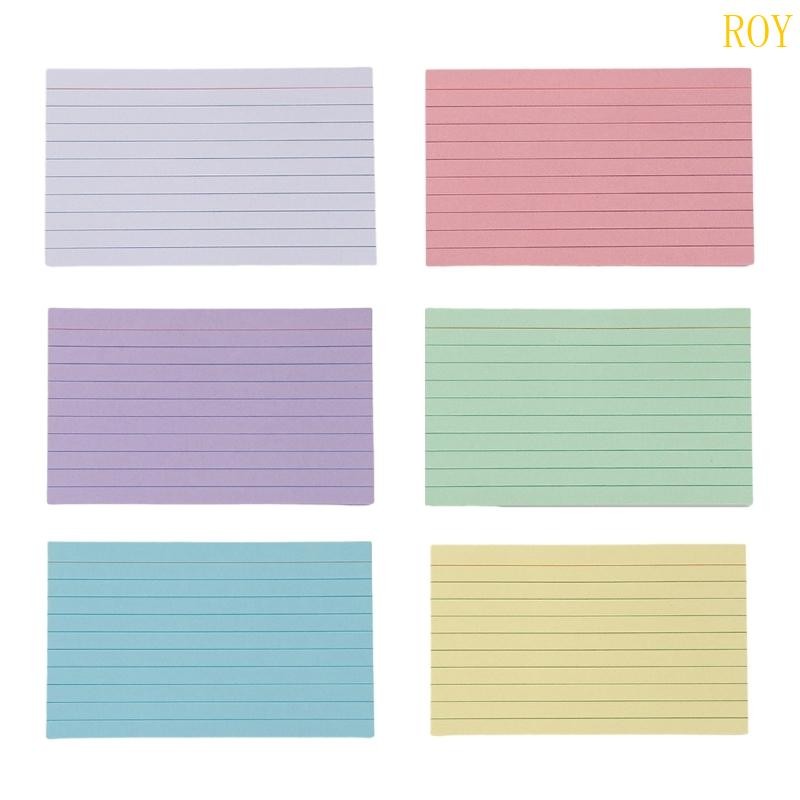 ROY 50 ชิ้นกระดาษโน้ตสี 3x5 นิ้ว Ruled Study Card Note Card การ์ดคําศัพท์