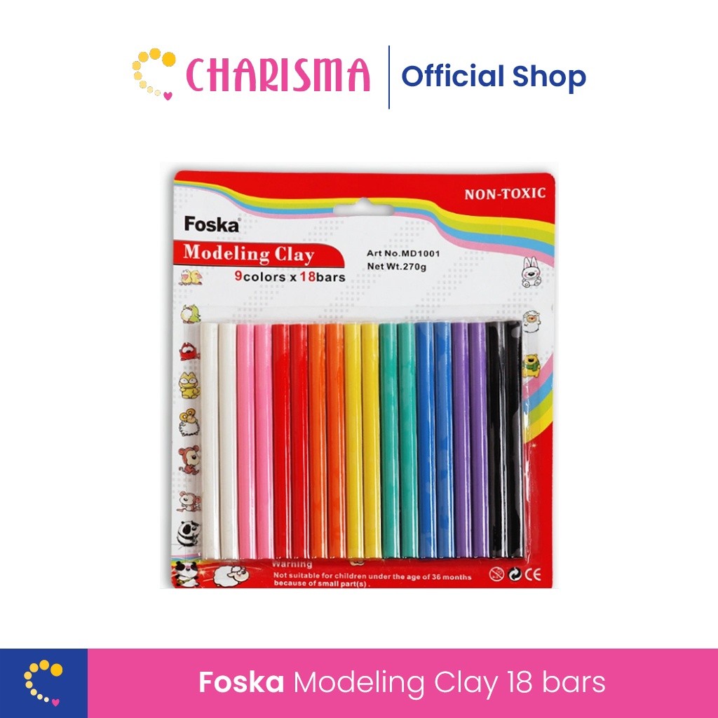 Charisma Modeling Clay - Foska Childrens Clay Plasticine Toys 9 สี (1 ชุด) - Polymer Clay Modeling C