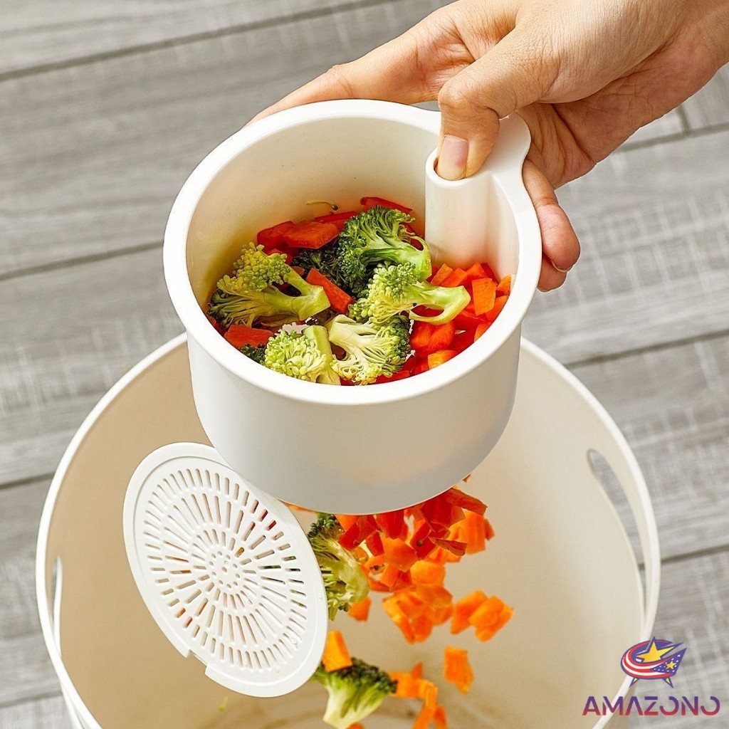 Amaz ตะกร้ากรองเศษอาหาร  ตะกร้าแบบแขวน สะดวกเพียงกดเพื่อใหก้นตะกร้าเทเศษอาหารทิ้ง 1 ชิ้น Draining basket - รูปที่ 4