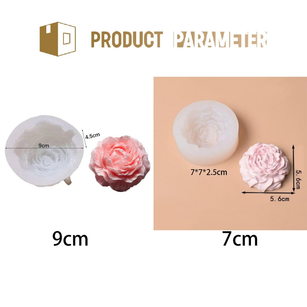 แม่พิมพ์ซิลิโคนดอกไม้โบตั๋น 9CM 7CM สองขนาด พิมพ์เทียนดอกไม้ วุ้น ช็อคโกแลต ราคา ถูกที่สุด ดีลบีเคเค แกลเลอรีภาพที่ 2