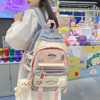 กระเป๋าเป้สะพายหลังสไตล์เกาหลีสำหรับนักเรียน แบบกันน้ำ พร้อมใช้งานได้หลากหลายโอกาส