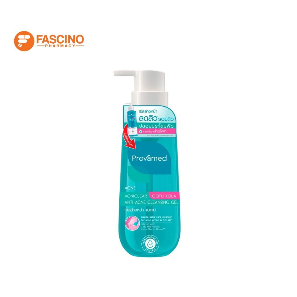 Provamed Acniclear Gotu Kola Anti Acne Cleansing Gel เจลล้างหน้า สำหรับปัญหาสิว คุมมัน ผิวแพ้ง่าย (120ml.)