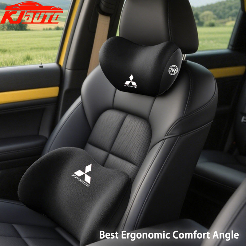 Mitsubishi XForce รถหน่วยความจําโฟมคอหมอนป้องกันเอวพนักพิงเบาะเอวรถพนักพิงศีรษะเบาะสําหรับ X-Force Exceed Ultimate E-x Force อุปกรณ์ตกแต่งภายใน