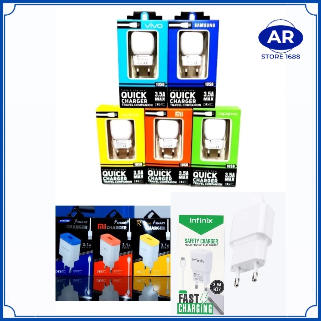 AR WHOLESALE TC TRAVEL CHARGER / CASAN / QUICK SMART VA03 BRANDED 3.1A และ 3.5A USB + สายข้อมูล MICR