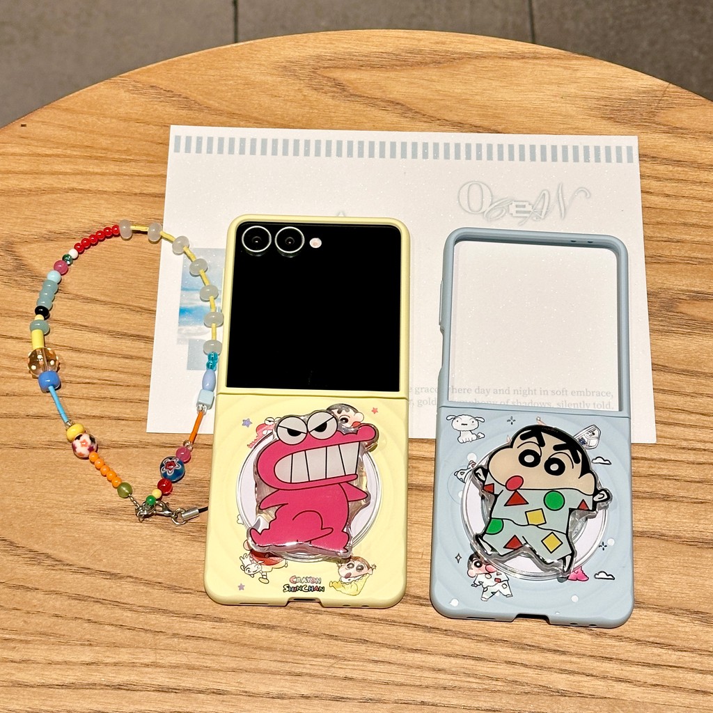 LUKEN เคสโทรศัพท์สําหรับ Samsung Galaxy Z Flip 7 6 5 4 3 ค้นหา N3 FLIP การ์ตูน M ปกหลัง M ขาตั้งโซ่ส