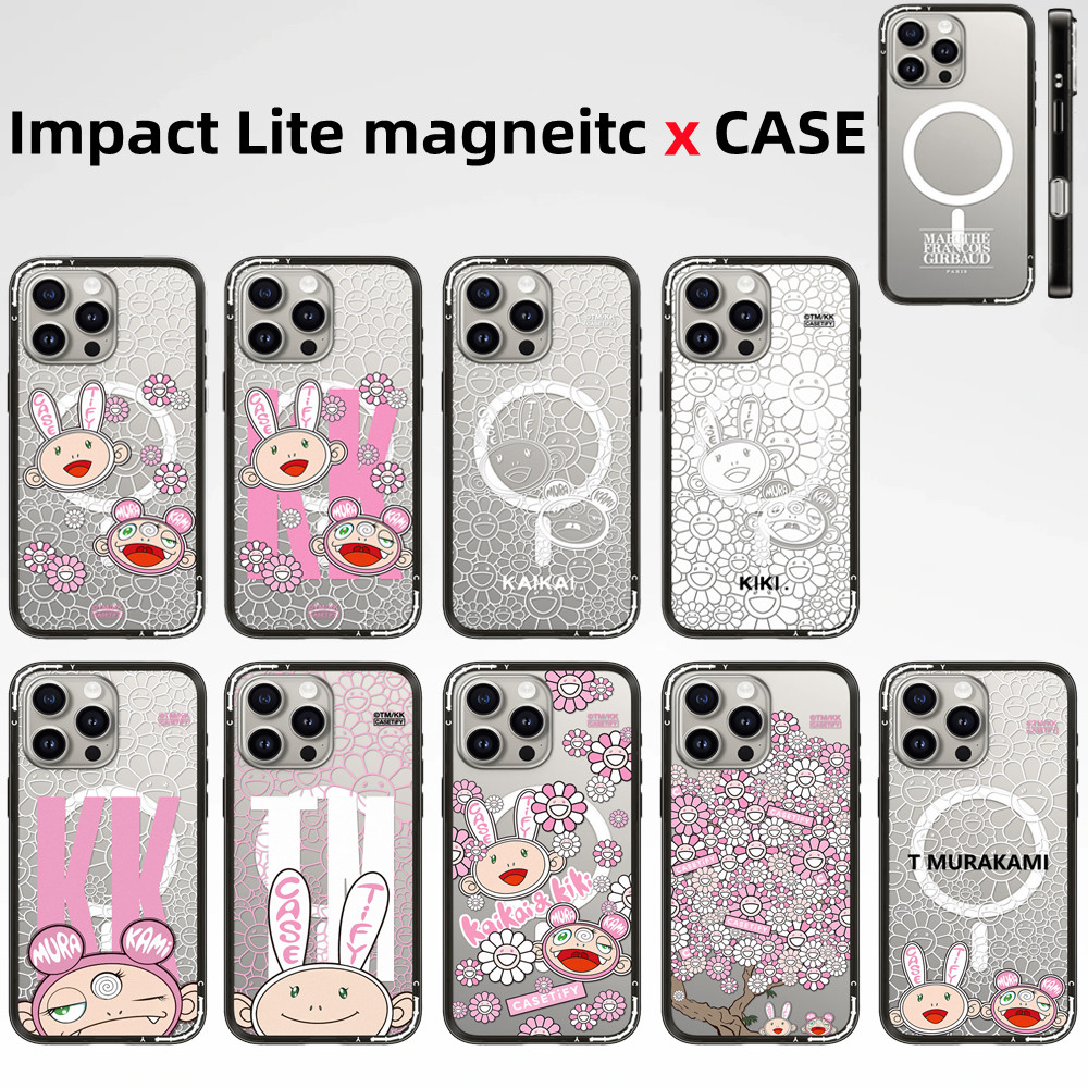 CASECASEMurakami Takashi x KAIKAI และ KIKITiFY Impact Lite กรณีอะคริลิคแม่เหล็กสําหรับ iPhone 17 16 15 14Pro Max 16 15 14 Plus 17 Air กรณีแกะสลักฝาครอบป้องกัน