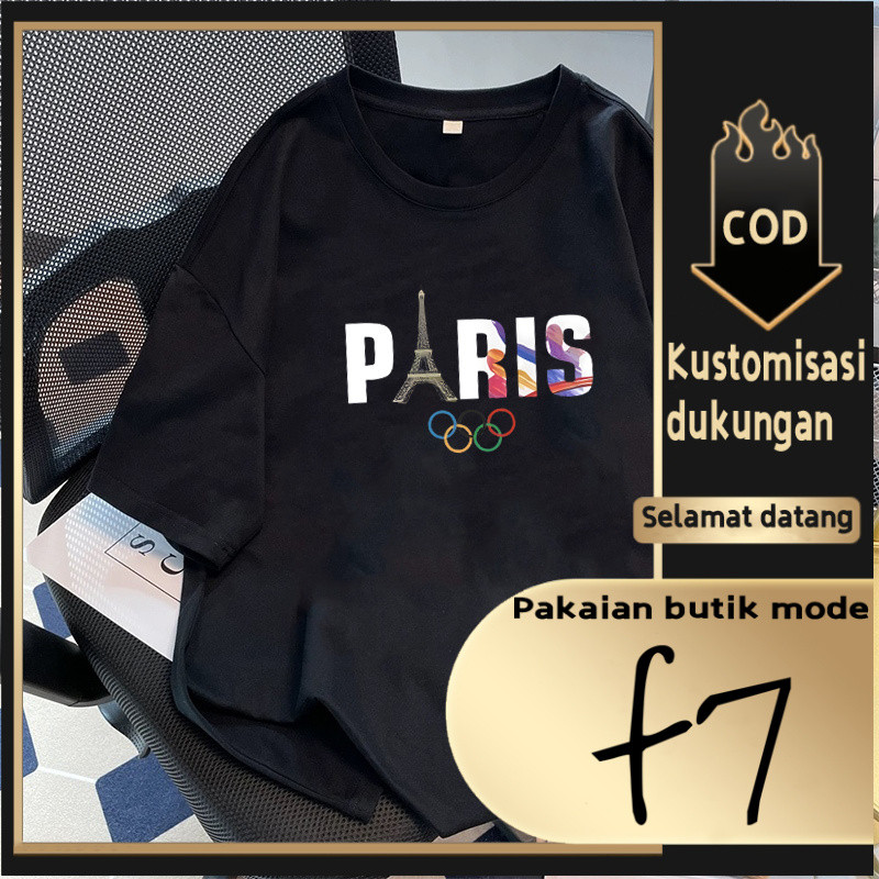 F7T-shirt Oversize Paris Olympic Memorial Print เสื้อยืด Unisex สําหรับผู้ชายและผู้หญิง