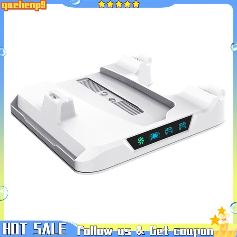 [quehenp9]2025 สําหรับPS5 PRO/PS5Slim/ Console Cooling Stand สถานีชาร์จ Dock Controller Storage Rack