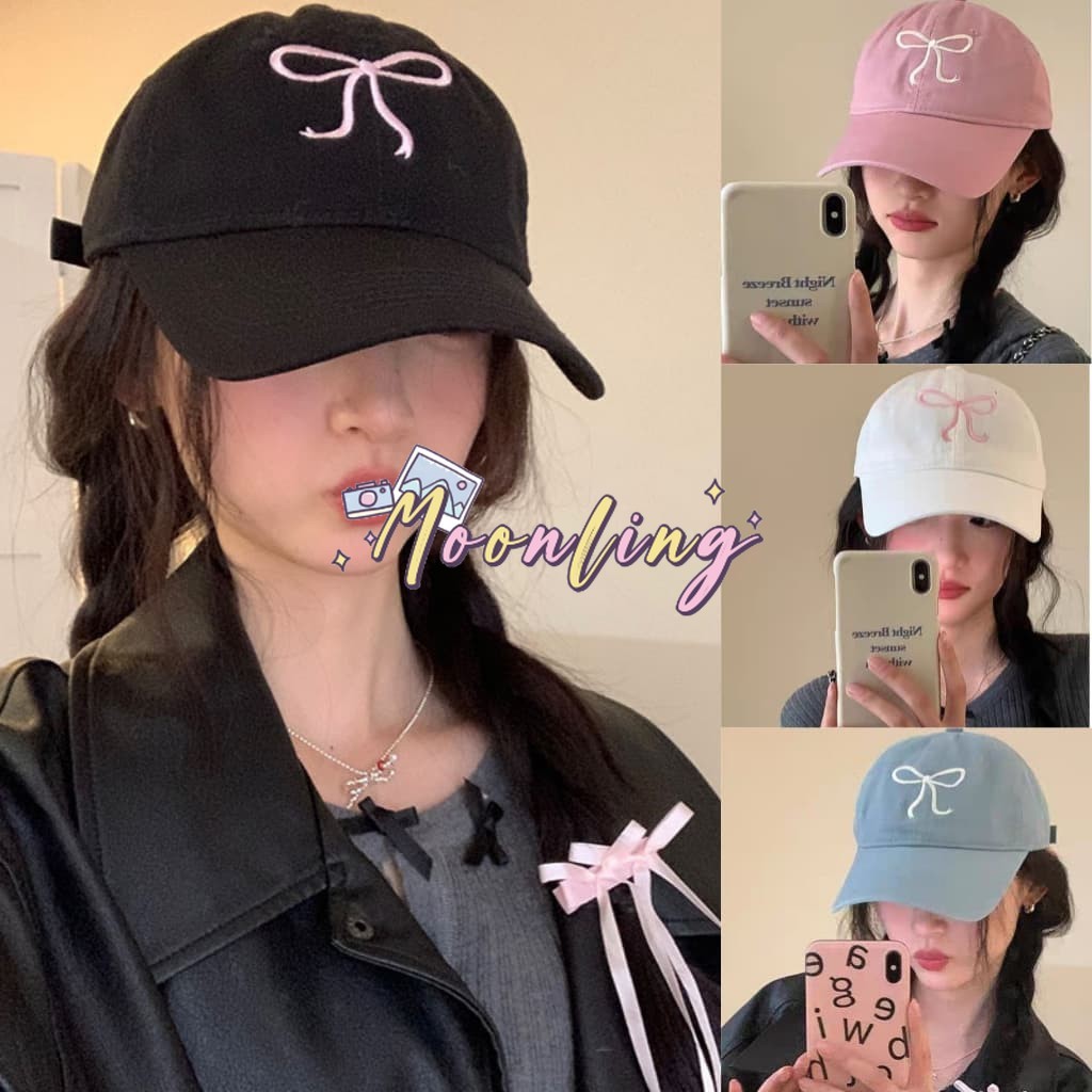 🌜Moonling🌛พร้อมส่งจากไทย หมวกแก็ป "ปีกโบว์" มินิมอล หมวกเบสบอล แฟชั่นเกาหลีหรับผู้หญิงเข้ากับทุกการแ