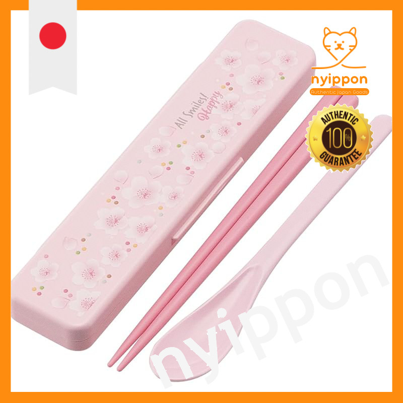 Skater Chopsticks and Spoon Combo Set 18cm Antibacterial Processing Lunchbox for Adults with Silicon