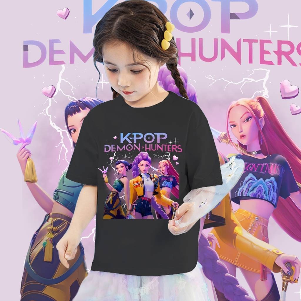 Huntrix K-pop Demon Hunter เสื้อยืดแขนสั้นผ้าฝ้าย 100%, ลายพิมพ์ Mira, Rumi, Zoey