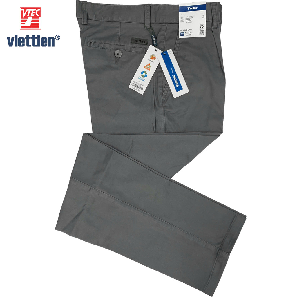 Viettien - กางเกงสีกากีสีเทาเข้มพร้อมถ้วย - 6T6020