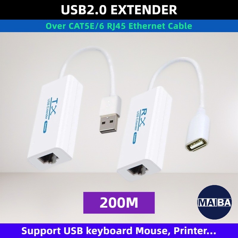 200M USB2.0 ถึง RJ45 Extender มากกว่า cat5e/6 สาย USB2.0 Extension Active USB Extension Plug and Pla