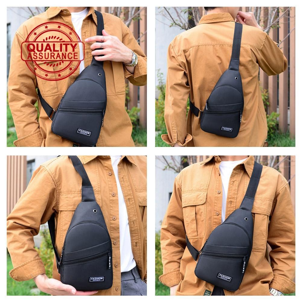 กระเป๋าคาดหน้าอกผู้ชาย Multi-function Sports Leisure กระเป๋าสะพาย Messenger กลางแจ้ง E1q7