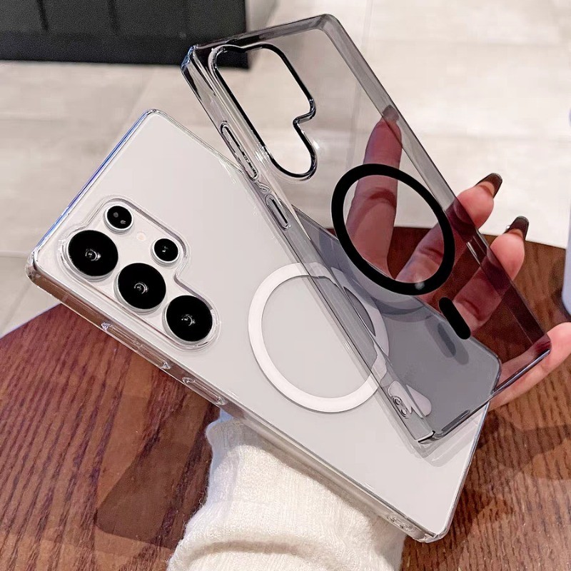 เคสแม่เหล็กสําหรับ Samsung S26 S25 Edge S24 S23 S22 Ultra S24FE S23FE ปลอกปกแข็งฝาครอบโปร่งใส
