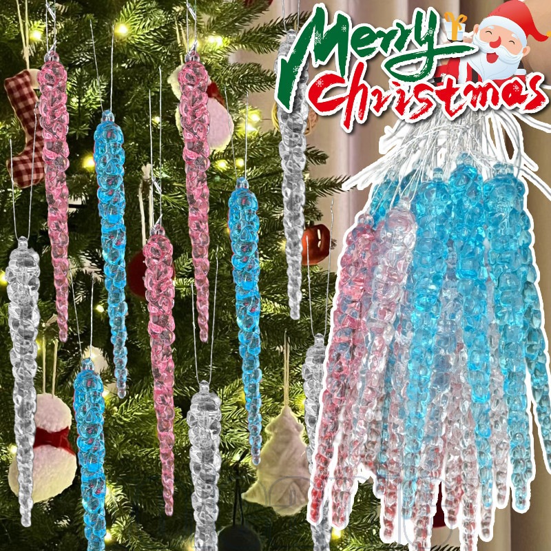 60 ชิ้นคริสต์มาสโปร่งใส Icicle จี้-สําหรับบอนไซ,ประตู-ปลอม Icicle Props-ต้นคริสต์มาสแขวนเครื่องประดั