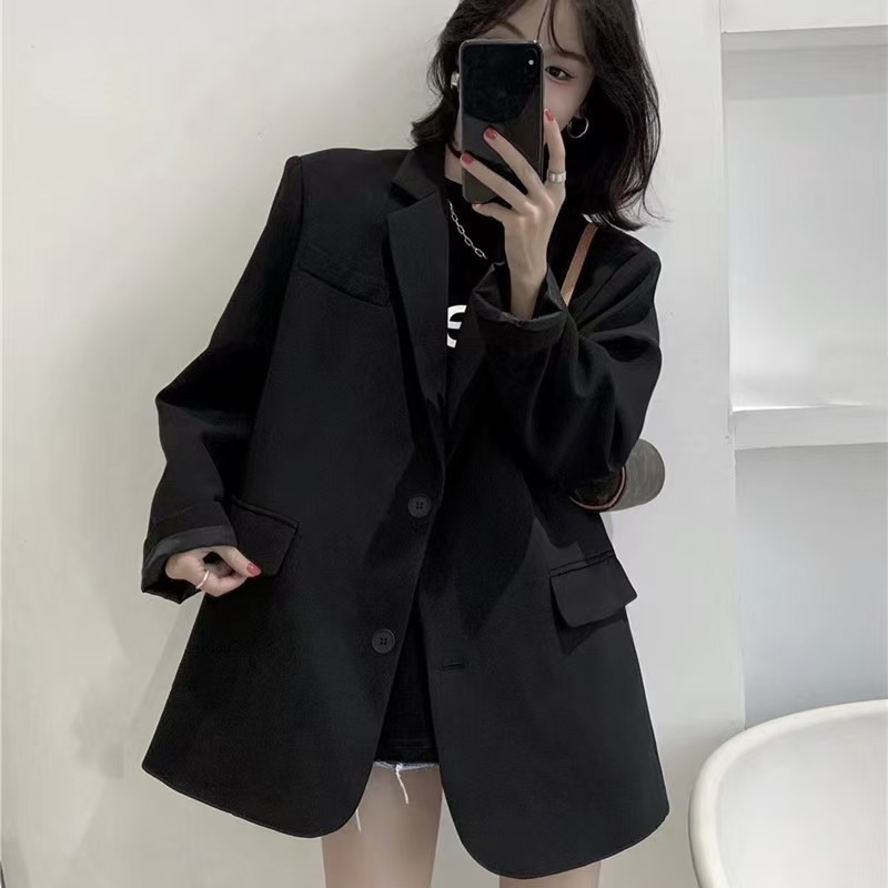 2025 spring and autumn black small suit coat for women, Korean style, Internet celebrity, design, su