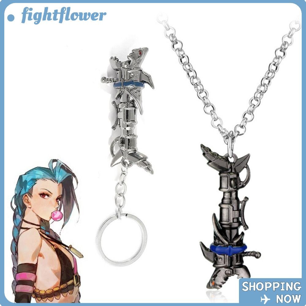 พวงกุญแจ FIGHT Jinx, LOL Metal Arcane Necklace Jewelry, Game League of Legend Arcane Game Accessorie