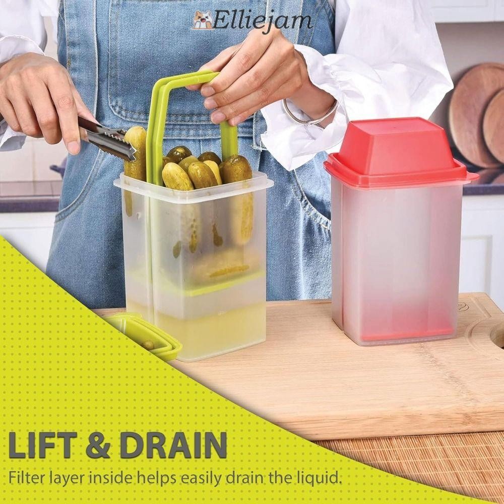 ELLIEJAM โถดองพร้อมฝาปิดภาชนะดองปลอดสาร BPA พร้อมที่กรอง, ที่ใส่ดองคุณภาพสูงนํากลับมาใช้ใหม่ได้ Mess