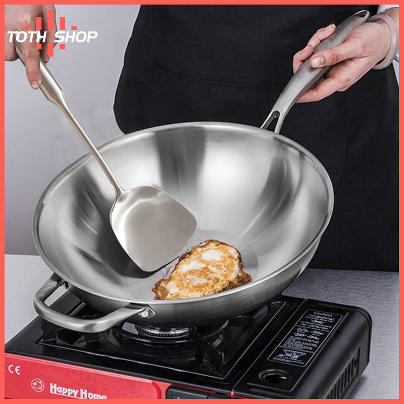 ToTH สแตนเลส304 กระทะเหล็กเผา รุ่น  ก้นแบน ลดการติดกระทะ ดูแลง่าย ราคา ถูกที่สุด ดีลบีเคเค รูปภาพหลัก