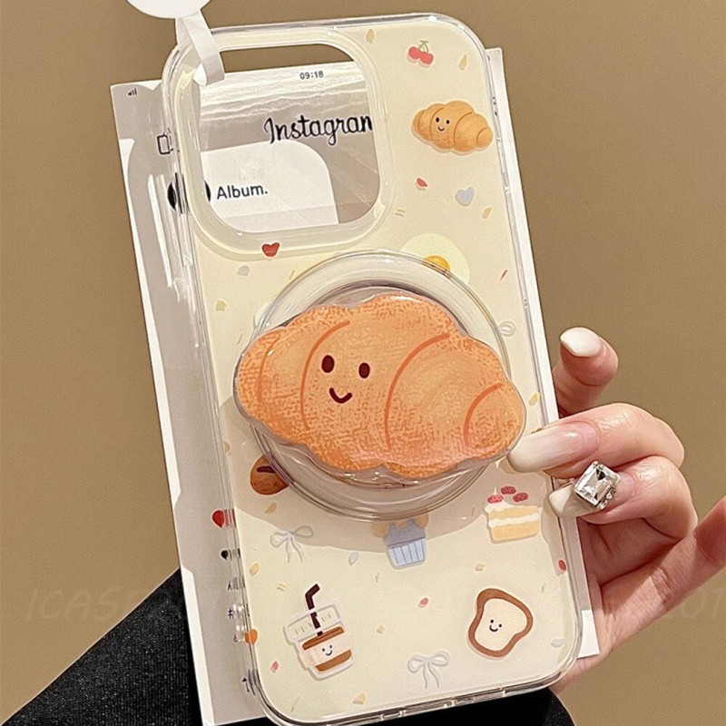 ครัวซองต์โยกเพลงวงเล็บแม่เหล็ก Samsung S26 S25 FE S24 S23 S22+S21 S20 Note20 Ultra เคสโทรศัพท์