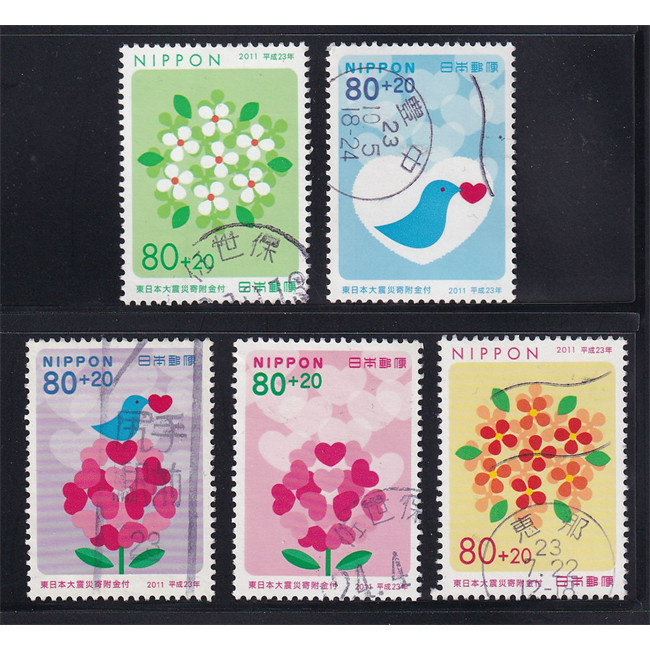 ชุดแสตมป์ไปรษณีย์ญี่ปุ่น 5 ชิ้น - แสตมป์ East Earth Pass ของญี่ปุ่น 80+yen 2011 C2095 (5) | มือสอง/C