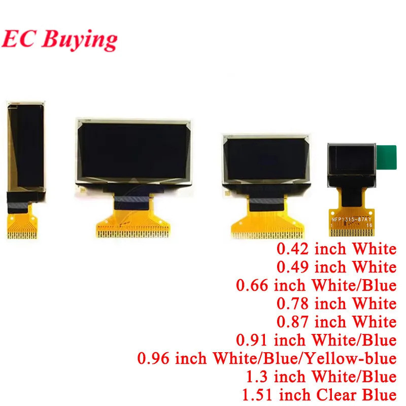 0.49 "0.66" 0.42 0.78 "0.87" 0.91" 0.96" 1.3" นิ้วจอแสดงผล OLED โมดูลหน้าจอ LCD 0.91 1.3 128x32 128X64 SSD1306 SH1106