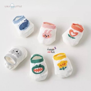 ถุงเท้าเด็ก ข้อสั้น โทนขาว ขอบสีพื้น (645) การ์ตูน น่ารัก สั…