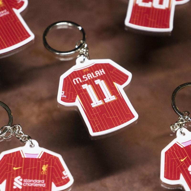Liverpool Salah Arnold Nuez Red Army อะคริลิค HD ฟุตบอลอุปกรณ์ต่อพ่วง Jersey พวงกุญแจจี้
