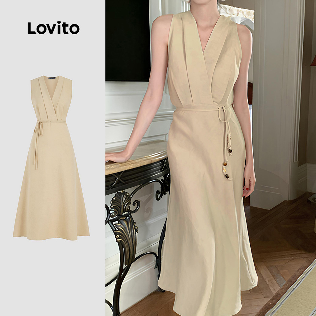 B131-MAY25-A-1-เดรสคาดเข็มขัดคอปกสีคากิ-DRB131PBD1256