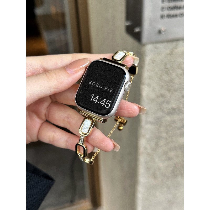 适用苹果表带AppleWatch表带O型大理石金属手链手表带iWatch78910