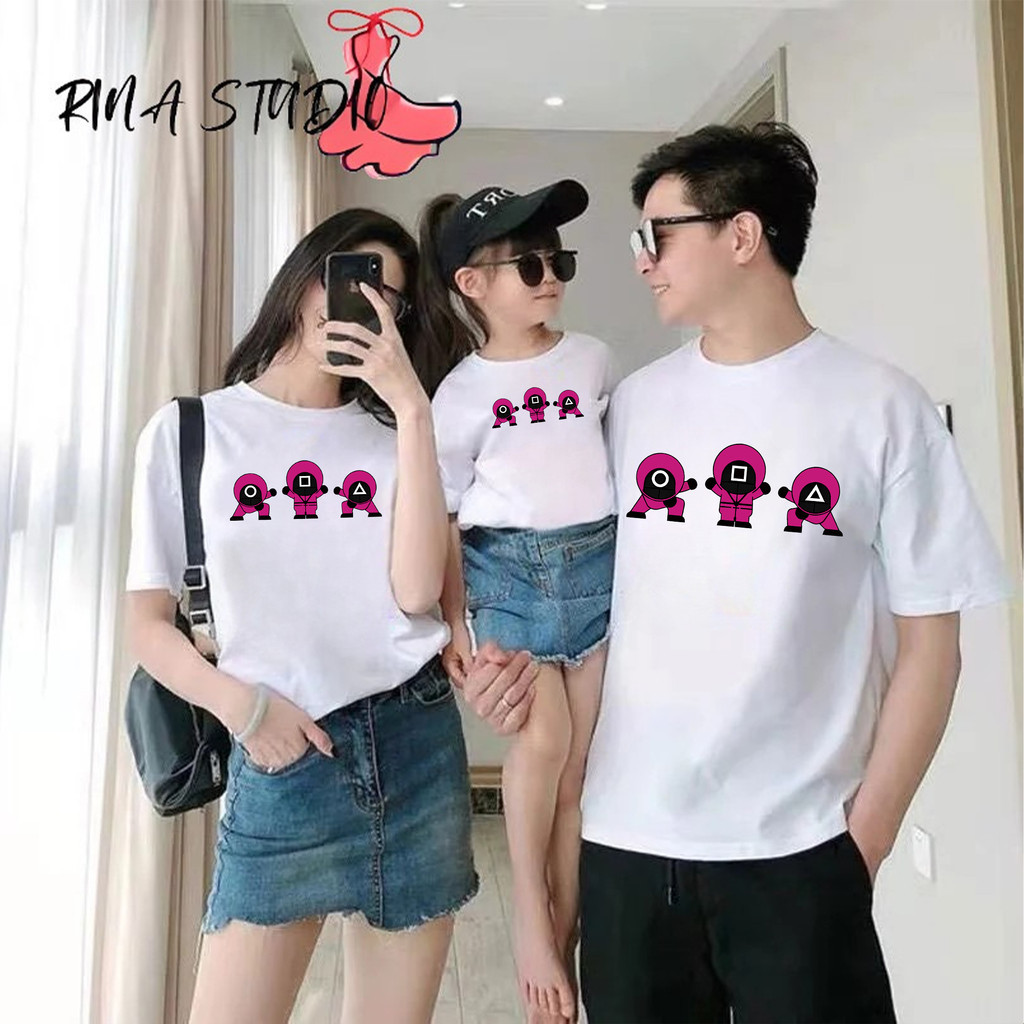 RINA STUDIO เสื้อยืดสําหรับผู้ใหญ่และเด็กพิมพ์ลาย Squid Game