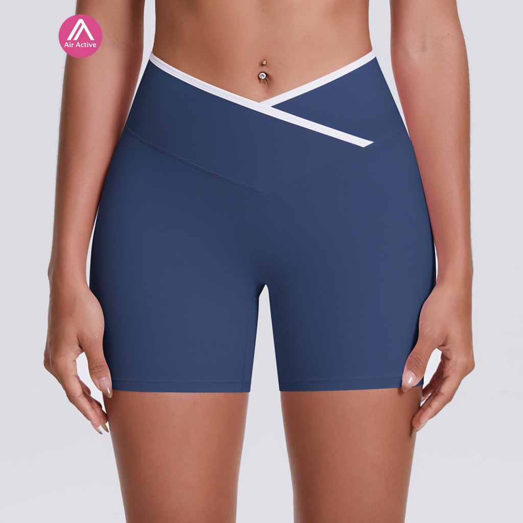 AirActive Yoga Sports Shorts Biking Shorts Contrast Color Cross Waist Hip-lifting