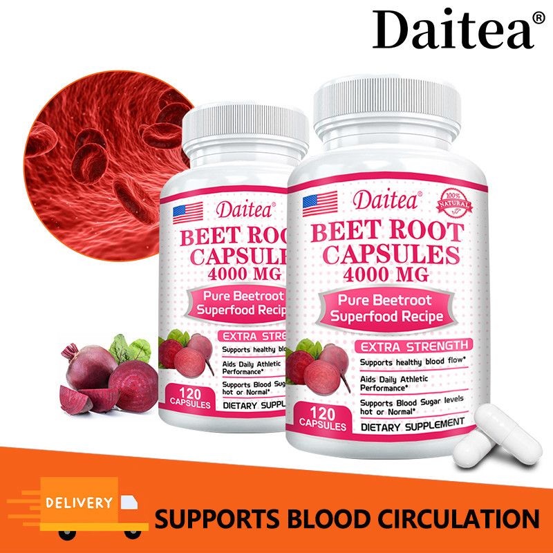 Daitea Beetroot 4000 Mg - อุปกรณ์วัดความดันโลหิต - สารต้านอนุมูลอิสระและสุขภาพภูมิคุ้มกัน 120 แคปซูล
