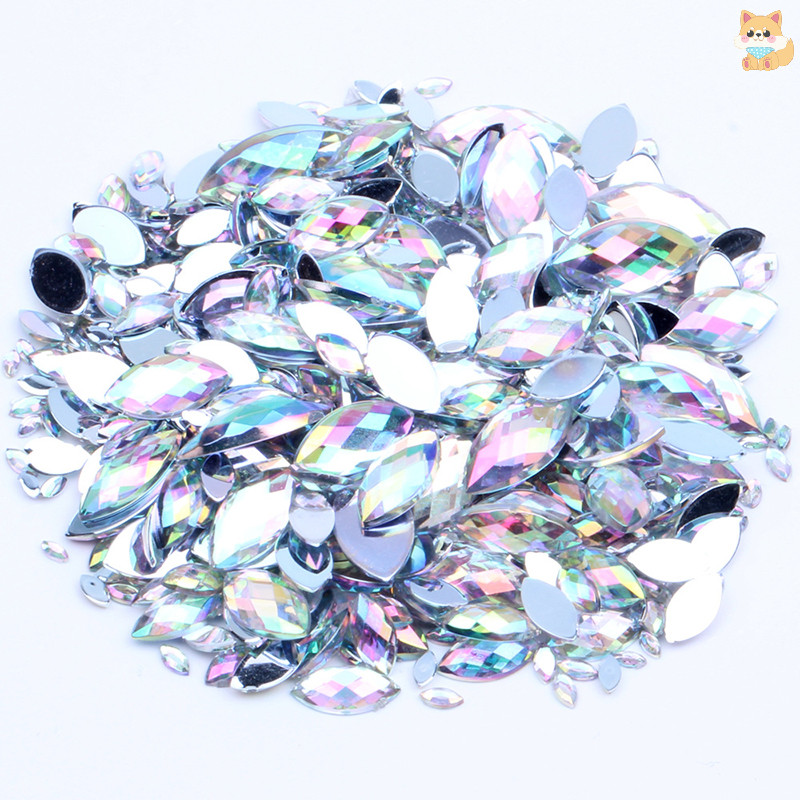 [VI] 200 ชิ้นหลวมลูกปัดอะคริลิตารูปร่างคริสตัลอัญมณีกาวบนเพชรหิน Flatback Rhinestones ตกแต่งศิลปะ DIY เครื่องมือ TH