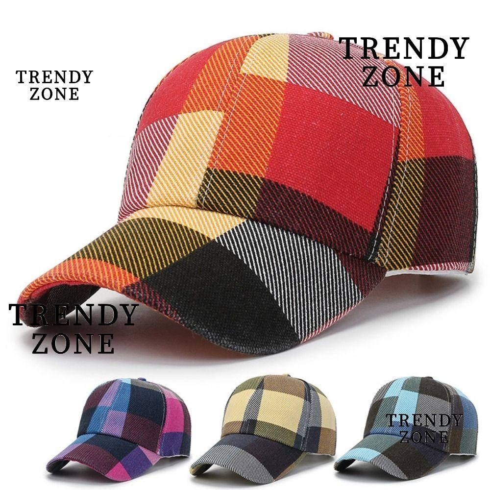 Trendyzone หมวกแก๊ปลายสก๊อตแฟชั่นฤดูใบไม้ผลิฤดูร้อนหมวกกันแดดแบบปรับได้