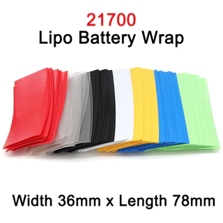 50 ชิ้น 21700 Lipo ฟิล์มแบตเตอรี่ PVC ความร้อนหดหลอด Precut Shrinkable ฉนวนแขนป้องกันท่อฝาครอบแพ็คแบตเตอรี่ห่อ
