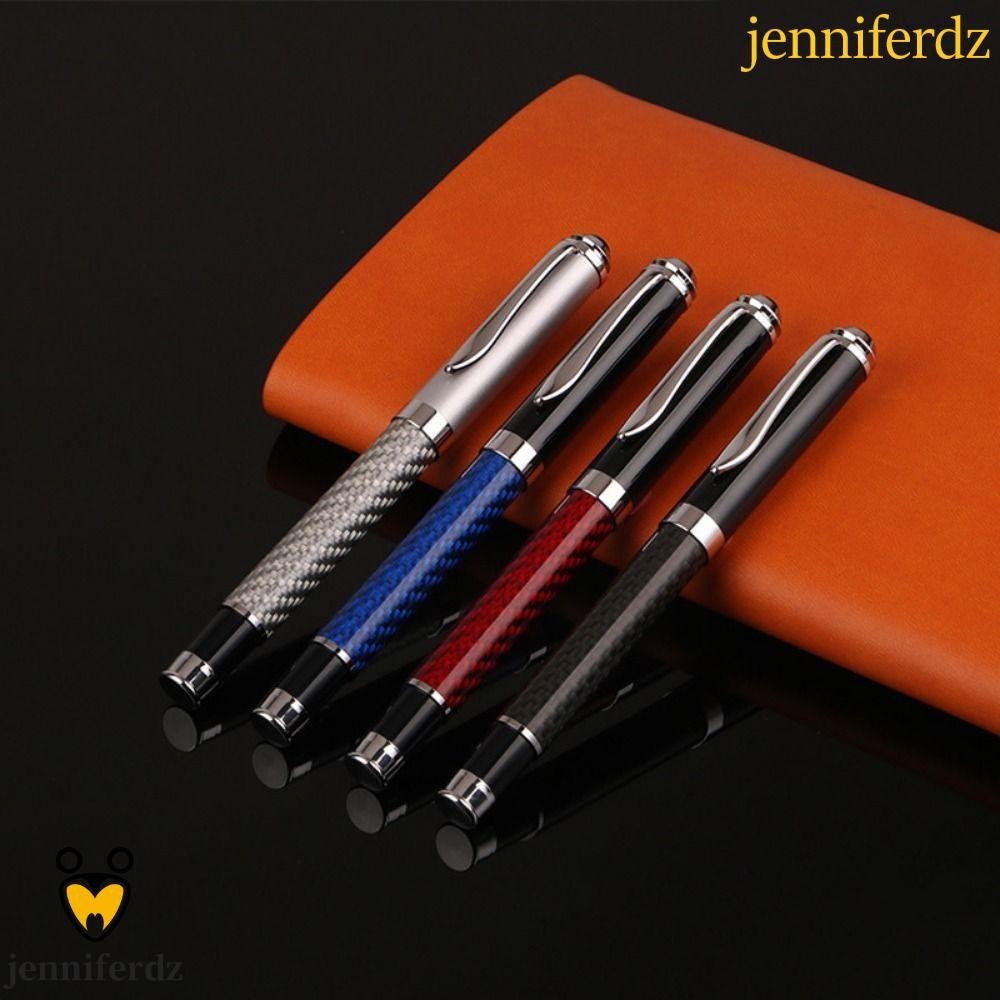 Jenniferdz โลหะลายเซ ็ นปากกา 0.5 มม.Smooth Fiber Signature Pen, Elegant Golden Carbon Fiber Black Refill Premium ปากกาเจลธุรกิจ