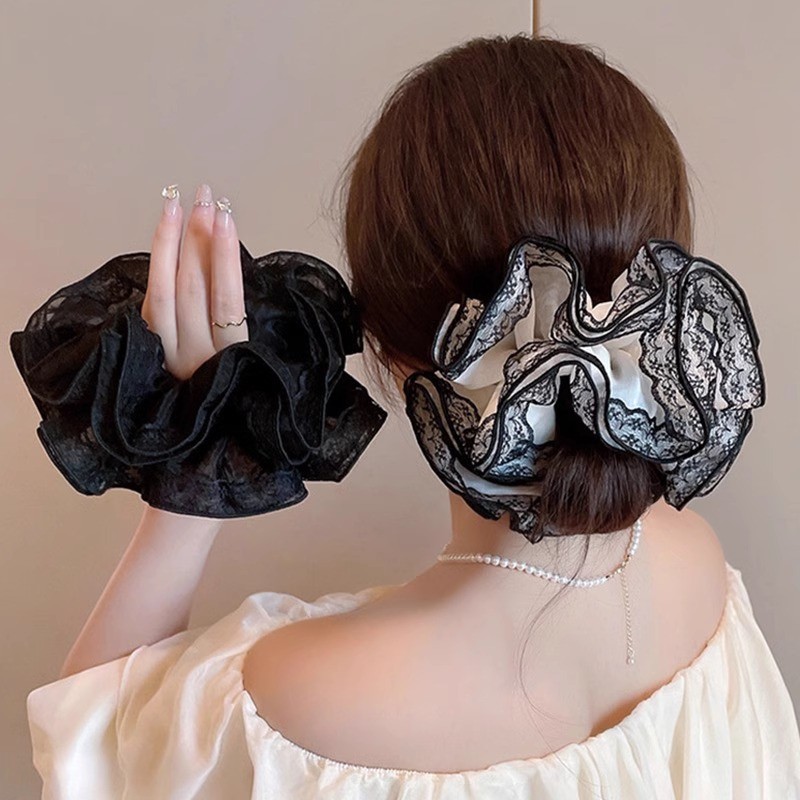 สาวหวานขนาดใหญ่ลูกไม้ผูกผมผมหางม้าหัวเชือก ยางรัดผม อุปกรณ์เสริมผม