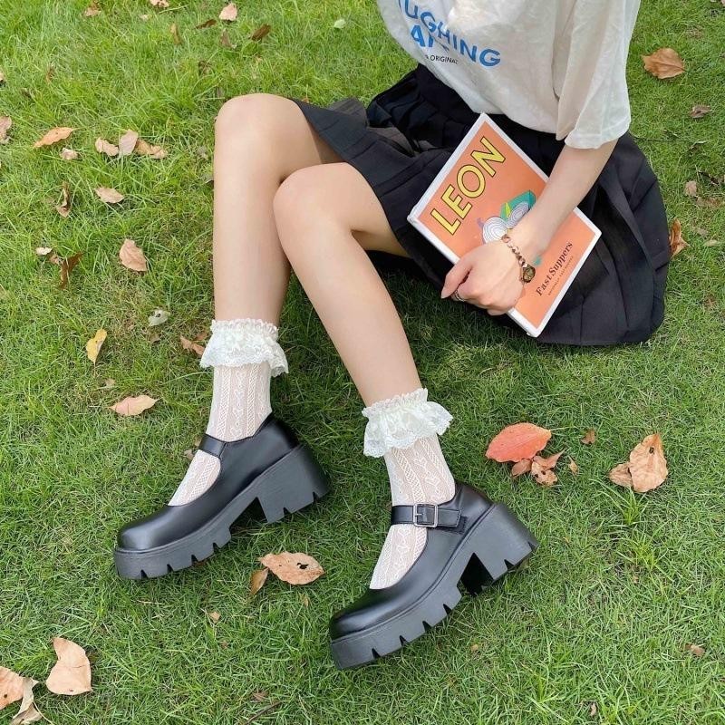 ขนาด 35-42ผู้หญิงสีดําเครื่องแบบ เจเค รองเท้าแตะแฟชั่นรองเท้าหนังญี่ปุ่นสไตล์วิทยาลัยรองเท้าแมรี่เจน