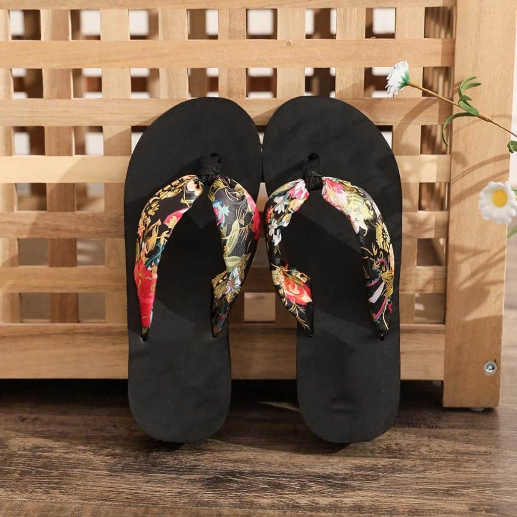 รองเท้าแตะแฟชั่นแบบใหม่ล่าสุดสไตล์เกาหลี มีสองสีลายดอกไม้ให้เลือก - รูปที่ 2