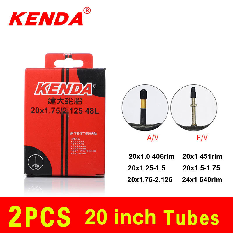 2pcs Kenda ยางในจักรยาน 20x1.25-1.5 20x1.5-1.75 20x1.75-2.125 406rim 20x1 451rim 24x1 540rim Schrader Presta วาล์ว 22x1.75
