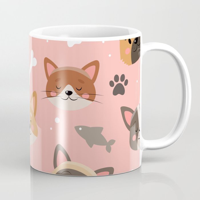 น่ารัก Pets Cat and Dog Keko Theme Motif Mug แก้ว
